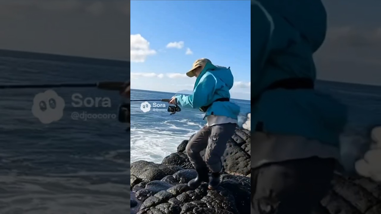 釣りガールに起きた悲劇 AIが考える釣り場のハプニング #釣り#fishing#shorts